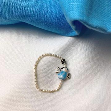 Bracelet Ange en perles et porcelaine, bleu ciel [2]