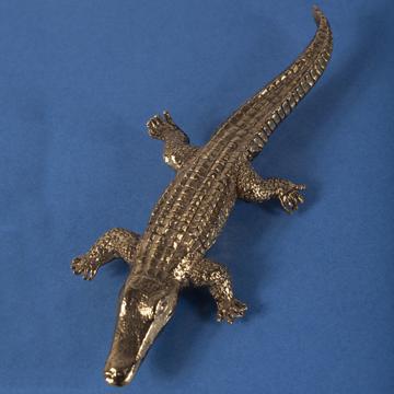 Salière et poivrière Crocodile en métal argenté ou doré