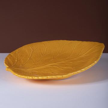 Assiette Table Hortensia en faïence, jaune orange [1]