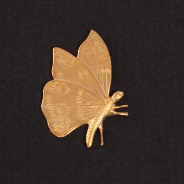 Pin's Papillon en cuivre argenté ou doré, or mat, droite [6]
