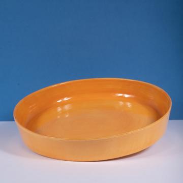 Plats Crato en faïence tournée, jaune orange, 23 cm diam. [1]