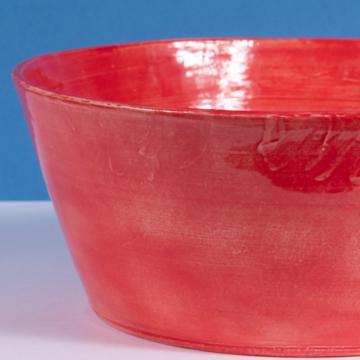 Saladier Crato en faïence tournée, rouge, 28 cm diam. [2]