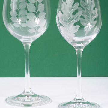Verre à vin rouge et verre à vin blanc Feuilles en Cristal gravé, transparent, set de 2 [4]