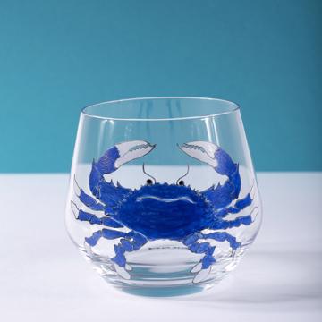 Verre Crabe en Email sur Cristallin, bleu foncé [1]