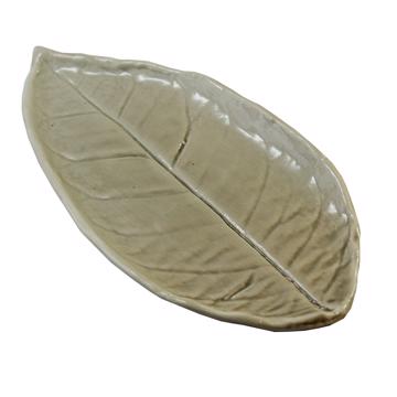 Petite feuille citronnier en faïence, taupe