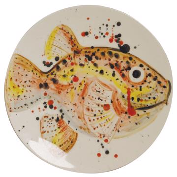 Assiette Poisson en faïence tournée, miel [3]