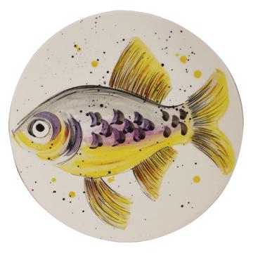 Assiette Poisson en faïence tournée, lila