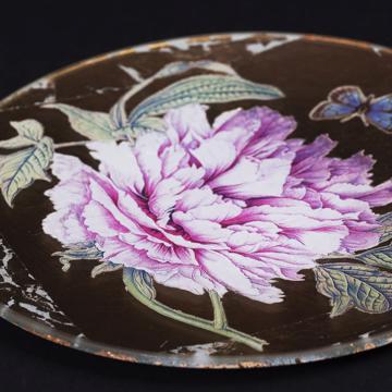 Assiette Pivoine en Découpage sous verre, multicolore [2]