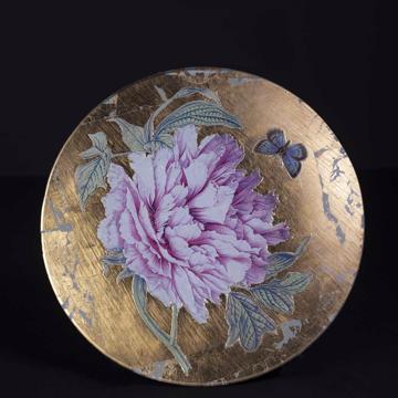 Assiette Pivoine en Découpage sous verre, multicolore [3]