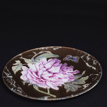 Peony plates in decoupage under glass