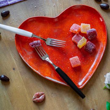 Assiette Cœur en faïence estampée, rouge orange [5]