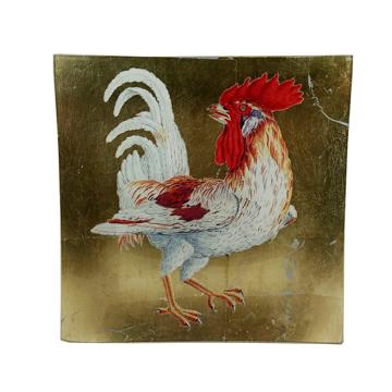 4 Assiettes Coq en Découpage sous verre, multicolore [2]