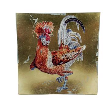 4 Assiettes Coq en Découpage sous verre, multicolore [3]