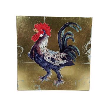 4 Assiettes Coq en Découpage sous verre, multicolore [4]