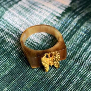 Butterfly ring in horn, honey, size 67 [3]