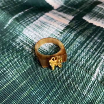 Bague Papillon en Corne, miel, taille 52 [2]