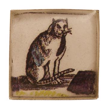 Boutons de Manchette Chat et Chien en Découpage et résine, gris clair, chat