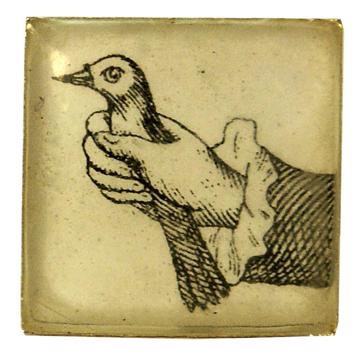 Birds Cufflinks in decoupage and resin, multicolor, in the hand