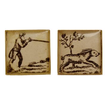 Boutons de Manchette Chasseur en Découpage et résine, gris clair, paire [2]