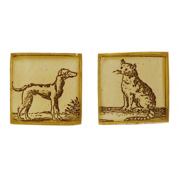Boutons de Manchette Chien et Chat en Découpage et résine, gris clair, paire [3]