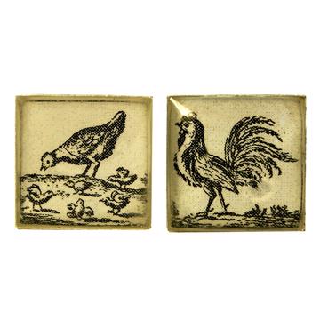 Boutons de Manchette Poule en Découpage et résine, multicolore, paire [2]