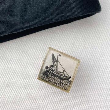 Boutons de Manchette Bateau en Découpage et résine, multicolore, paire [3]