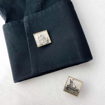 Boat Cufflinks in decoupage and resin