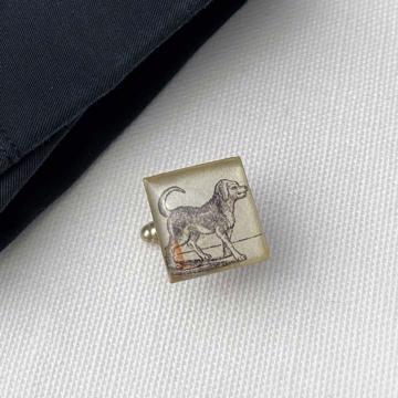 Boutons de Manchette Chat et Chien en Découpage et résine, gris clair, paire [3]