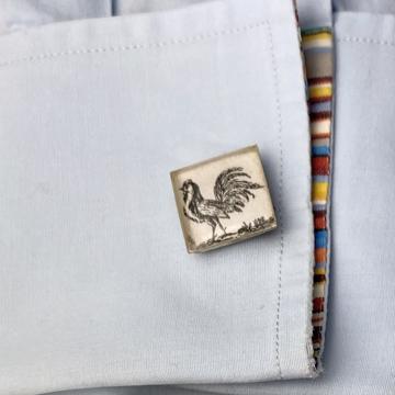 Boutons de Manchette Poule en Découpage et résine, multicolore, paire [5]