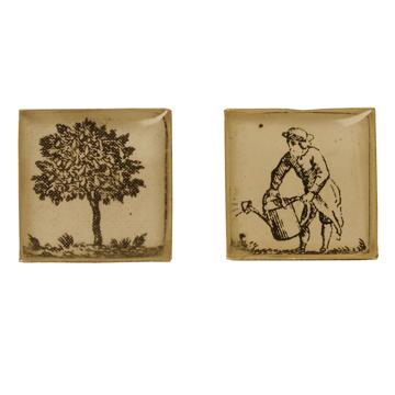 Boutons de Manchette Jardinier en Découpage et résine, gris clair, paire [2]