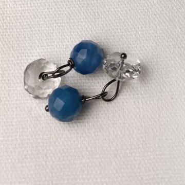 Boutons de manchettes cailloux en pierres et cristal, bleu france, cristal [4]