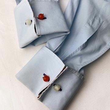 Boutons de manchettes cailloux en pierres et cristal, orange, verre [1]