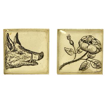 Boutons de Manchette Sanglier en Découpage et résine, multicolore, paire [2]