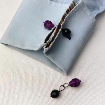 Boutons de manchette Vanité en turquoise, aubergine [1]