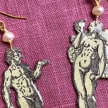 Boucles d'Oreilles Adam et Eve, gris clair, oreille percée [3]
