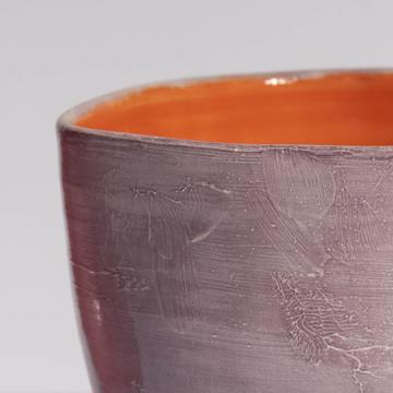 Large two tones Bowl in turned earthenware, lila, 28 x 13 cm [2]