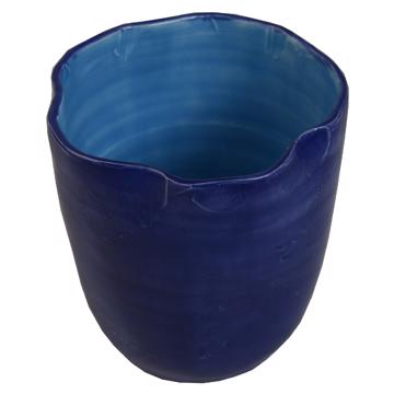 Large two tones Bowl in turned earthenware, dark blue