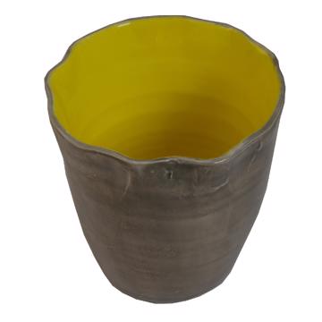 Large two tones Bowl in turned earthenware, gray, 28 x 13 cm