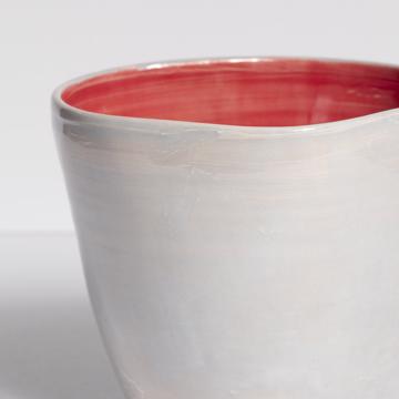 Large two tones Bowl in turned earthenware, light grey, 28 x 13 cm [2]