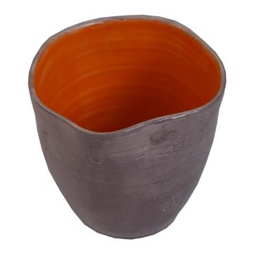 Large two tones Bowl in turned earthenware, lila, 28 x 13 cm