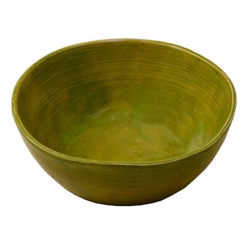 Round Bowl in earthenware, peridot green, 9 cm