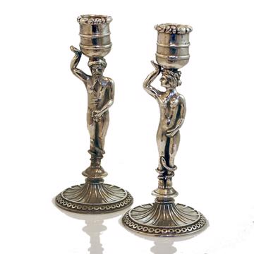 Bougeoirs Adam et Eve en métal argenté ou doré, argent [3]