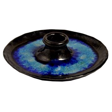 Bougeoirs Verre Craquelé en Faïence, turquoise