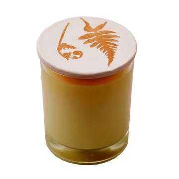 Bougie Parfumée en verre et faïence, blanc, cire d'abeille  [1]