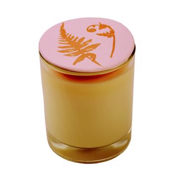 Bougie Parfumée en verre et faïence, rose clair, cire d'abeille 