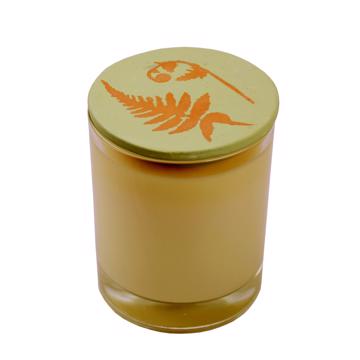 Bougie Parfumée en verre et faïence, vert clair, cire d'abeille 