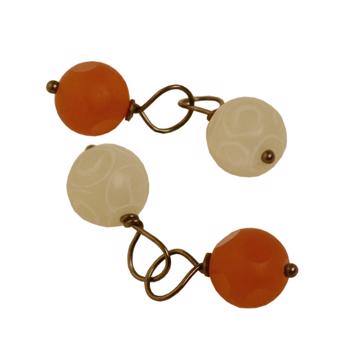 Boutons de manchettes cailloux en pierres et cristal, orange, verre