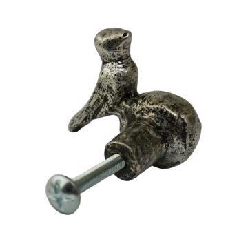 Bouton de porte Oiseau en métal patiné, argent, main droite [4]
