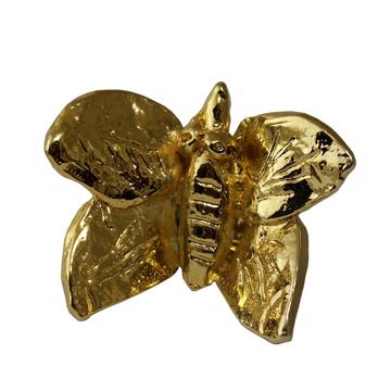Bouton de porte Papillon en métal patiné, or