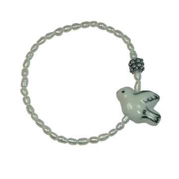 Bracelet Colombe en perles et porcelaine, blanc [1]